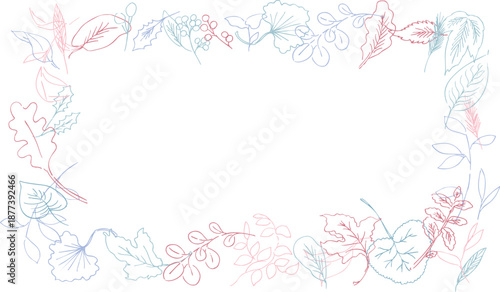 線画。線画タッチの植物イラスト。夏と春に使える植物ベクターフレーム。
Line art. Botanical illustration with a line drawing touch. Botanical vector frame that can be used in summer and spring.