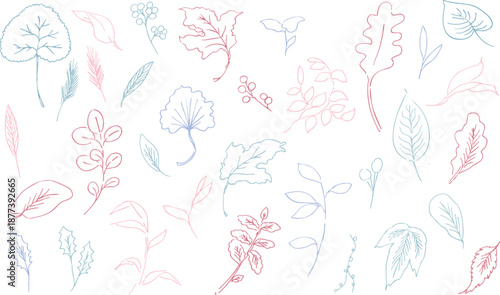 線画。線画タッチの植物イラスト。夏と春に使える植物ベクターフレーム。
Line art. Botanical illustration with a line drawing touch. Botanical vector frame that can be used in summer and spring.