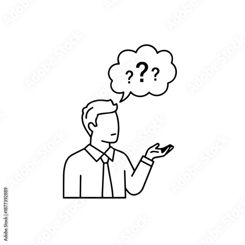Man with Question Mark Thought Bubble