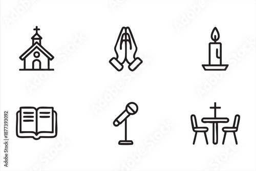 Religion and prayer symbols for christian platforms, sermon streaming tools