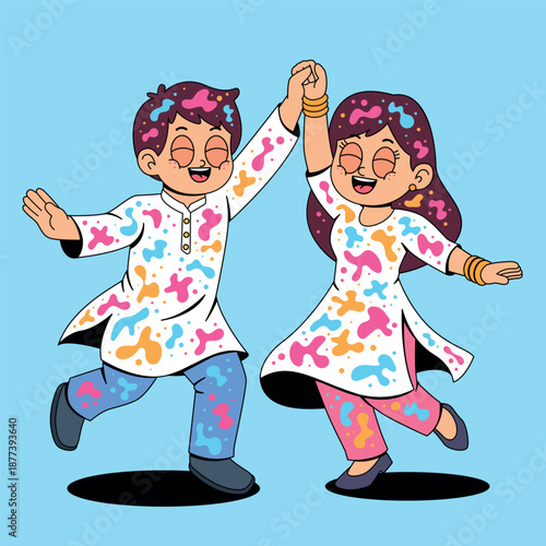 Couple Celebrating Holi with Colors