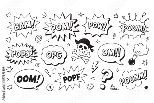 Pop art doodle symbols for marketing banners, playful web interfaces