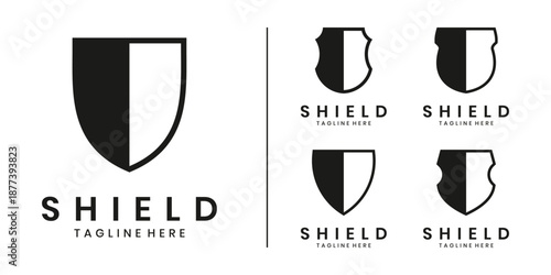 Minimalist shield logo design set