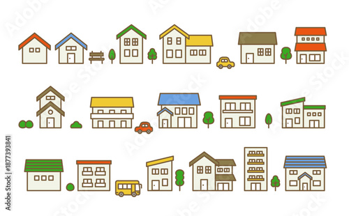 かわいい家のアイコンセット｜住宅・家屋 ベクター素材