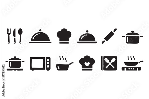 UI cooking icon kit for recipe apps, food blogs, restaurant dashboards