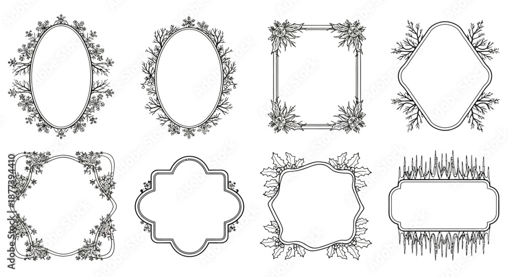 Fototapeta premium Collection of ornate floral frames