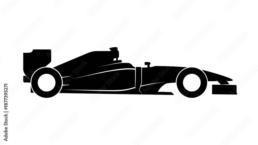 Obraz premium Silhouette of racing car isolated on plain white background for design