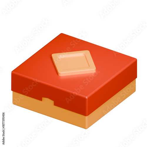 3D Render Icon of Digital Photo Frame Box for Media Storage