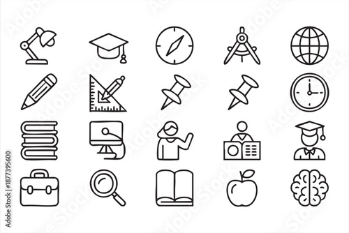 UI education icon kit for school dashboards, e-learning platforms