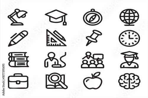 School management UI symbols for teacher and student software