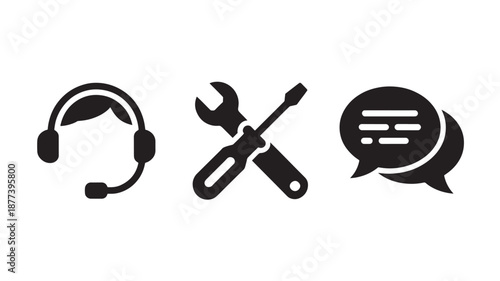 Vector Illustration Of Customer Support Icons For Business And Technology