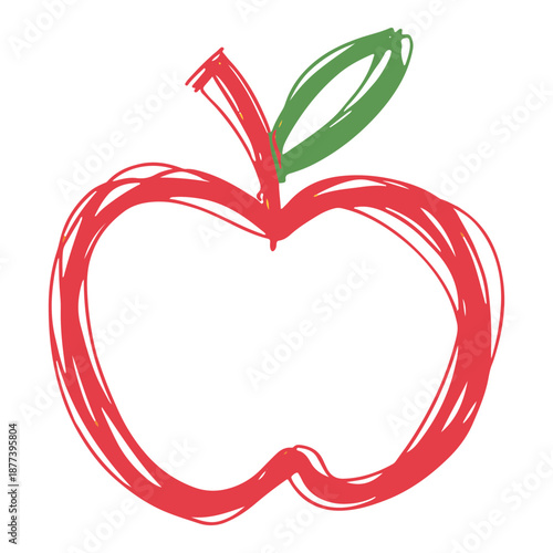 Red Apple Fruit Chalk Drawing