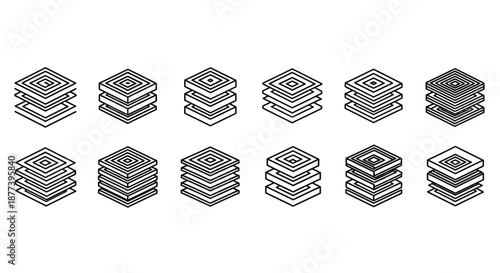 Geometric stacked squares pattern