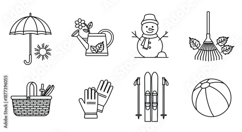 Illustrations of seasonal items Vector