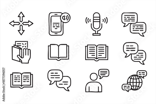 Conversation and messaging icons for global communication software