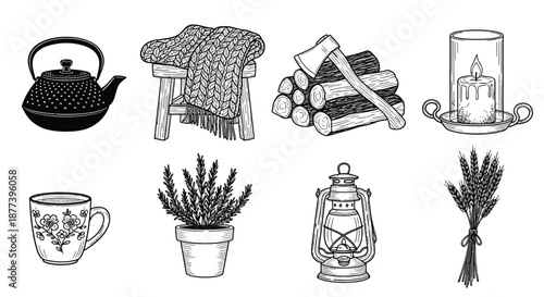 Cozy indoor essentials Vector