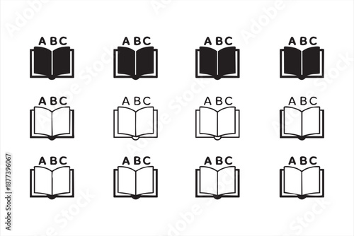 UI alphabet book icon kit for reading apps, literacy dashboards