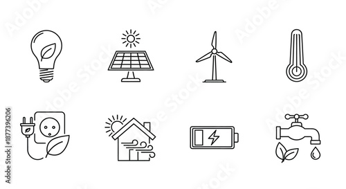Sustainable energy and conservation icons Vector