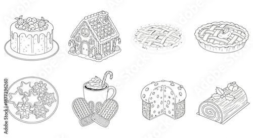 Delightful assortment of holiday pastries Vector