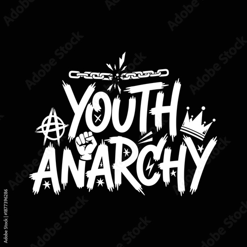 Youth Anarchy Graphic Design with Symbols.