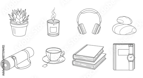 Relaxation and self-care essentials Vector
