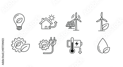 Sustainable energy and efficiency icons Vector