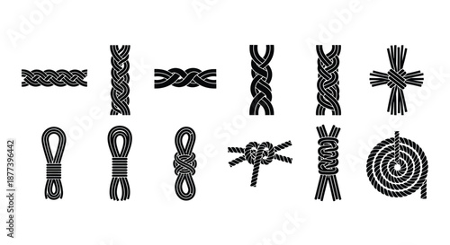 Various knots and braiding techniques Vector