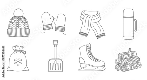 Winter preparation essentials Vector