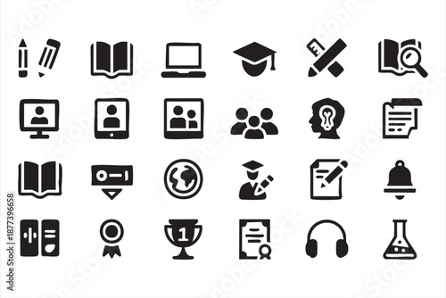 Distance learning education pictograms