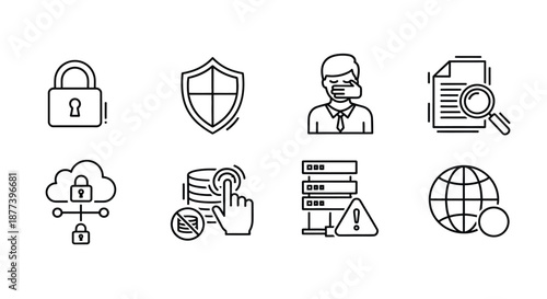 Illustrations of security and data protection Vector