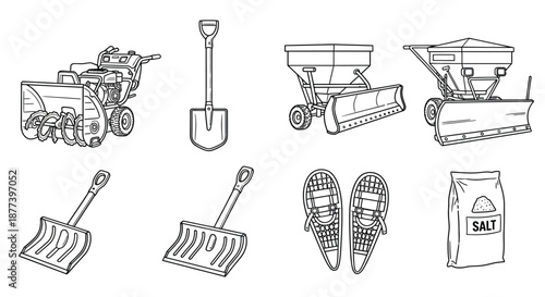 Winter maintenance tools and equipment Vector