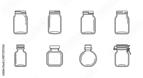 Collection of various glass containers Vector