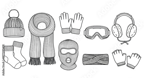 Essential winter accessories collection Vector