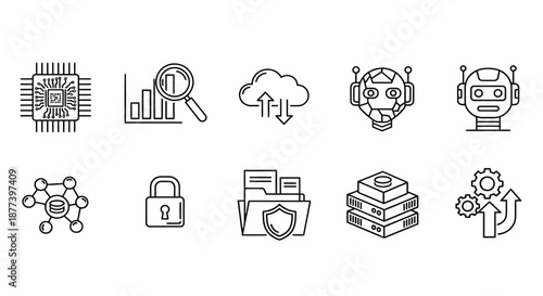 Technology and security icons Vector