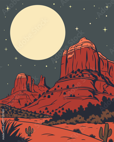 Sedona Moonrise – Sacred Spiritual Night Landscape