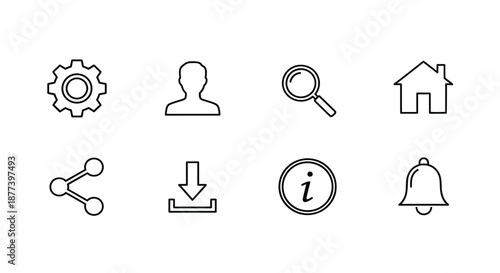 Icons representing various functions and actions Vector