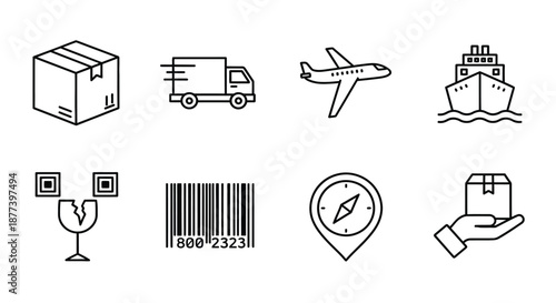 Various logistics and shipping icons Vector