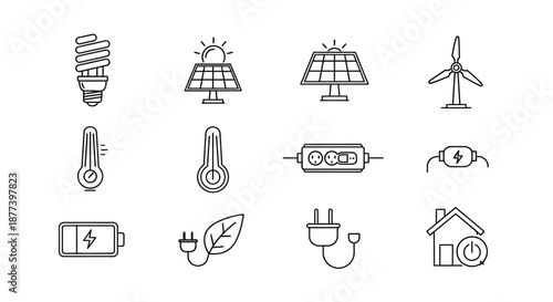Renewable energy and efficiency icons Vector
