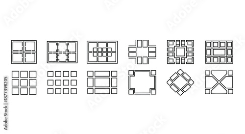Geometric patterns and shapes arrangement Vector