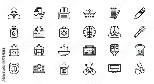 Collection of various icons representing different concepts Vector