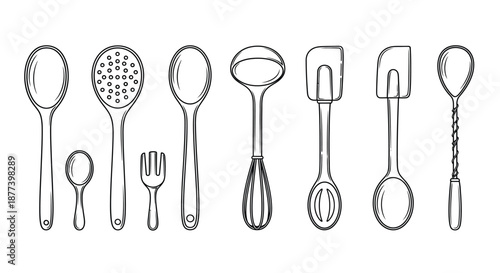 Collection of kitchen utensils Vector