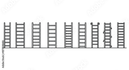 Multiple ladders aligned in a row Vector