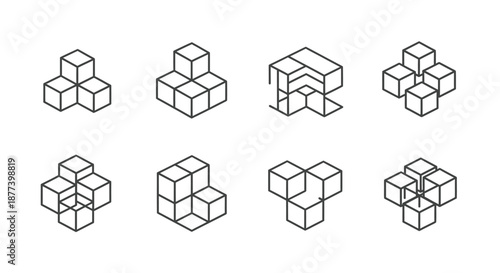 Collection of geometric cube arrangements Vector