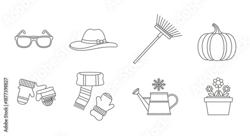 Assorted seasonal items and accessories Vector