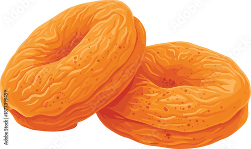 Dried apricot halves illustration, sweet organic fruit snack concept, healthy natural food, vector dried fruit art, isolated white background design