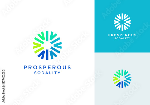 Abstract Community Group Teamwork Partnership Success Global Vector Logo Design Illustration