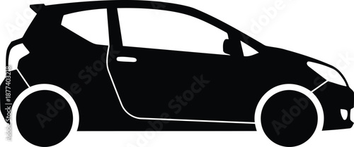 Black silhouette of a compact hatchback car viewed from the side 1
