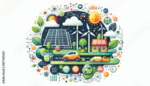 Sustainable Energy Concept with Renewable Sources.