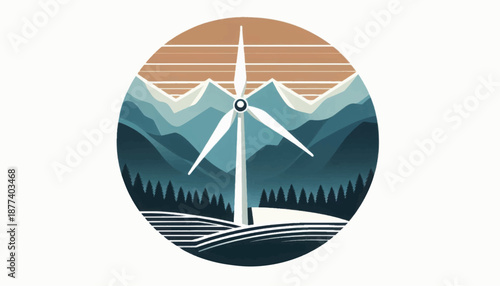 White Wind Turbine Icon Renewable Energy.