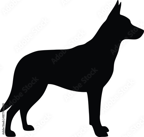 Black silhouette of a German Shepherd dog standing